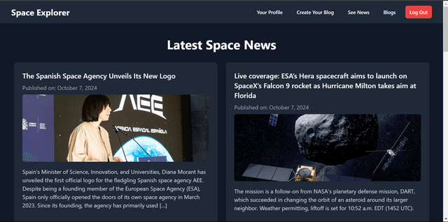 Space Blogging Platform